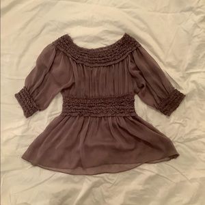 Easley off the shoulder blouse, size medium, color purple.